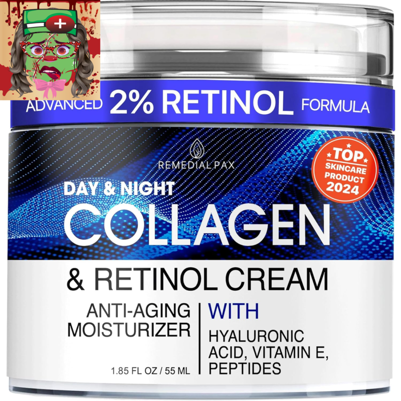 Collagen Cream for Face with Retinol and Hyaluronic Acid, Day and Night anti Agi