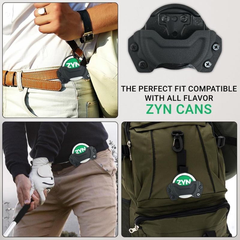 Clip Pouch Holster Compatible with Zyn Cans, (Black) Belt Accessory for Quick Ac