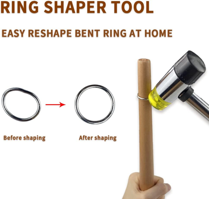 Jewelers Rubber Hammer Mallet with Wood Ring Mandrel Sizer Sizing Adjuster Ring