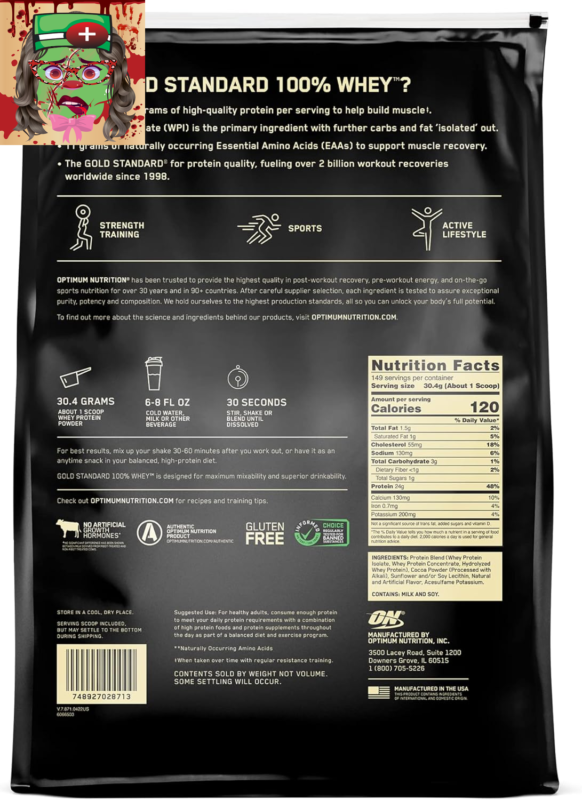 Optimum Nutrition Gold Standard 100% Whey Protein Powder, Strawberry Banana, 5 P