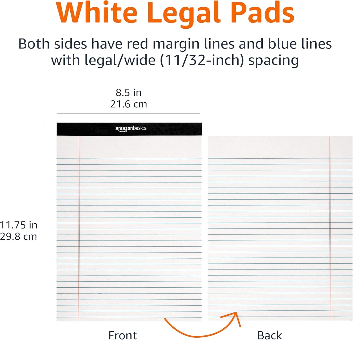 Wide Ruled Lined Writing Note Pads, 8.5 Inch X 11.75 Inch, White, 12 Count (12 Pack of 50)