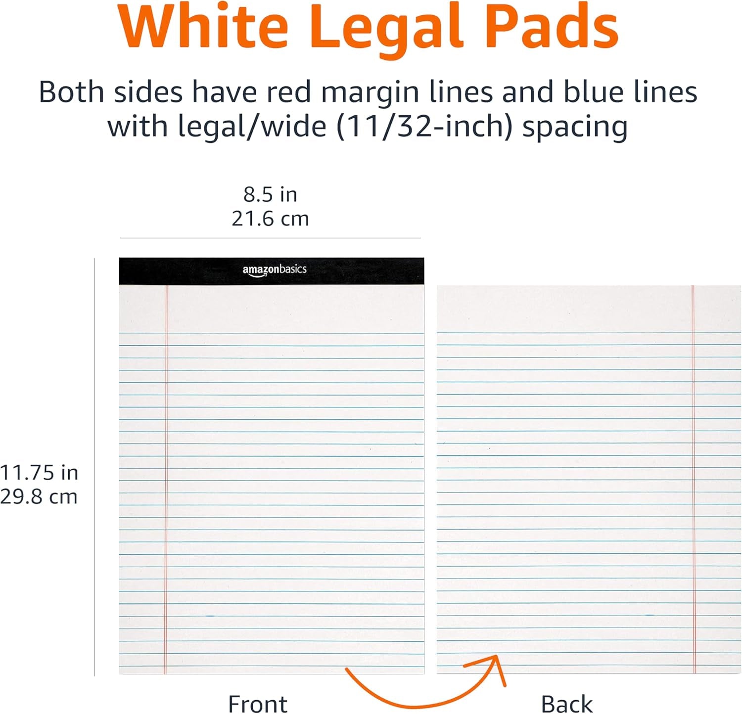 Wide Ruled Lined Writing Note Pads, 8.5 Inch X 11.75 Inch, White, 12 Count (12 Pack of 50)