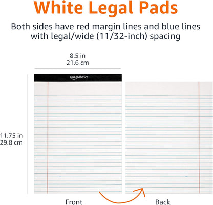 Wide Ruled Lined Writing Note Pads, 8.5 Inch X 11.75 Inch, White, 12 Count (12 Pack of 50)