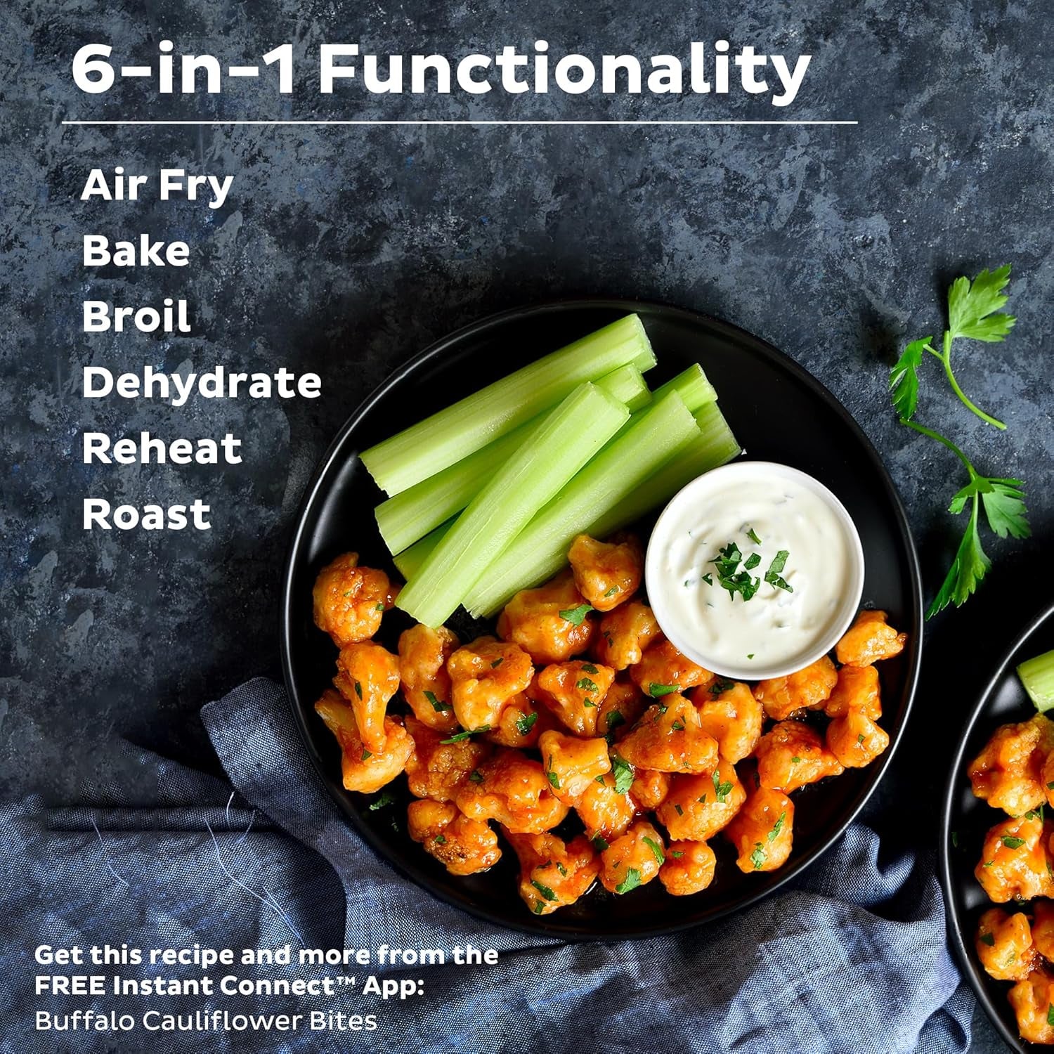 Vortex plus 6QT XL Air Fryer, 6-In-1, Broils, Dehydrates, Crisps, Roasts, Reheats, Bakes for Quick Easy Meals, 100+ In-App Recipes, Dishwasher-Safe, from the Makers of , Black