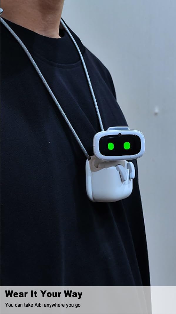 Aibi Pocket Pet - Wearable Robot | ChatGPT Powered AI Companion with Voice Commands, Emotional Interaction, Singing & Dancing | Magnetically Attaches to Anywhere | Ultra Portable