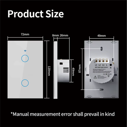 Tuya US Wifi Smart Wall Switch RF433 1/2/3/4 Gang No Neutral Wire Touch Sensor LED Light Switches Smart Home Alexa Google Home