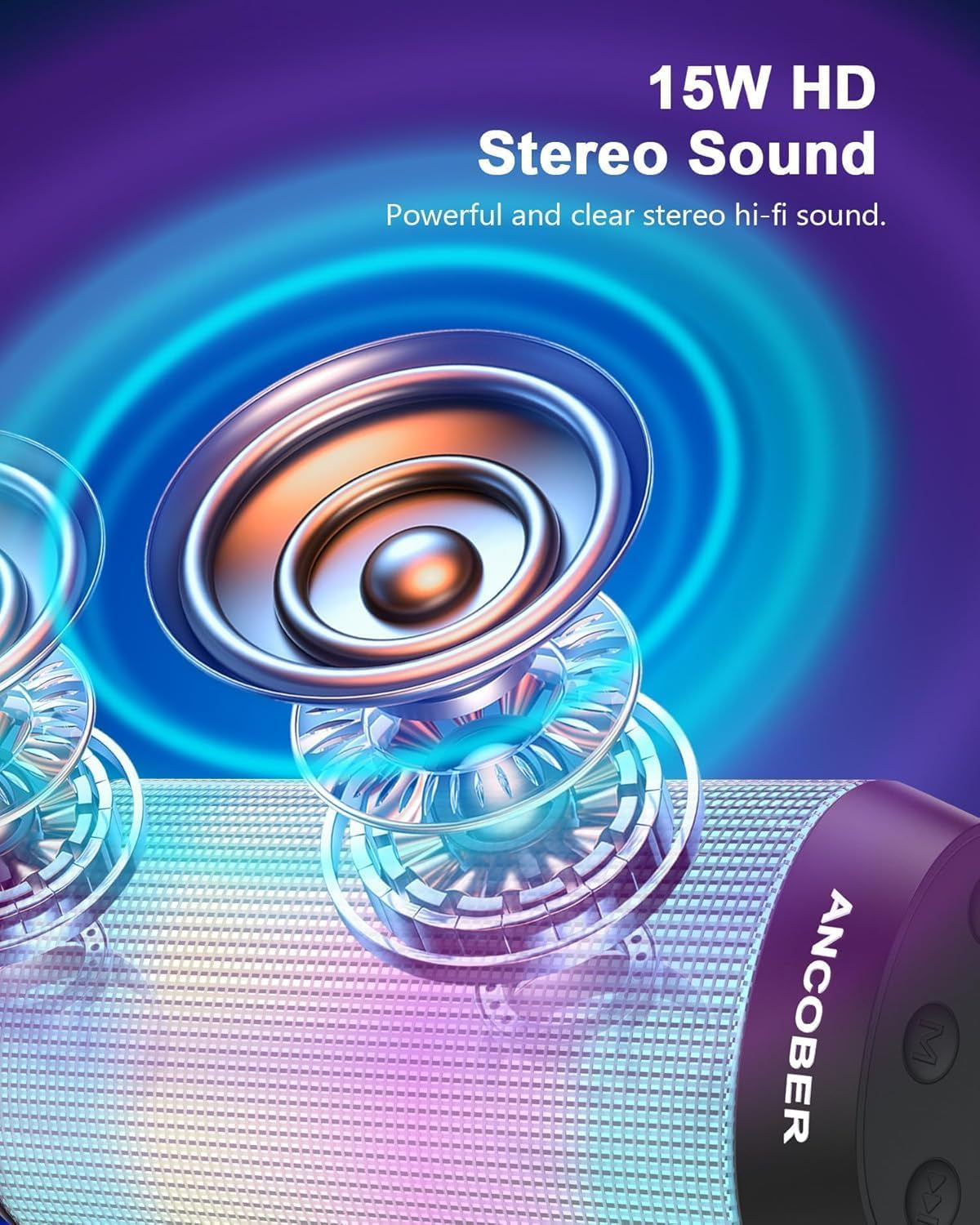 Portable Bluetooth Speaker, HD Stereo Sound Small Wireless Speaker with Cool Lights, TWS Pairing, IPX4 Waterproof, BT5.3 with AUX Input, for Camping Outdoor Party, Electronics Gadgets, Ideal Gifts