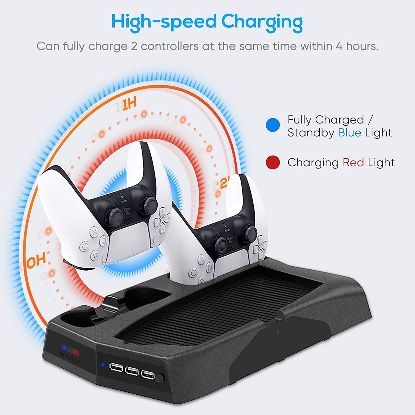 Vertical Stand for PS5 Digital Edition/Ultra HD with Dual Controller Charging Station & Suction Cooling Fan & 14 Retractable Game Slots, for PS5 Gaming Accessories for PS5 Console