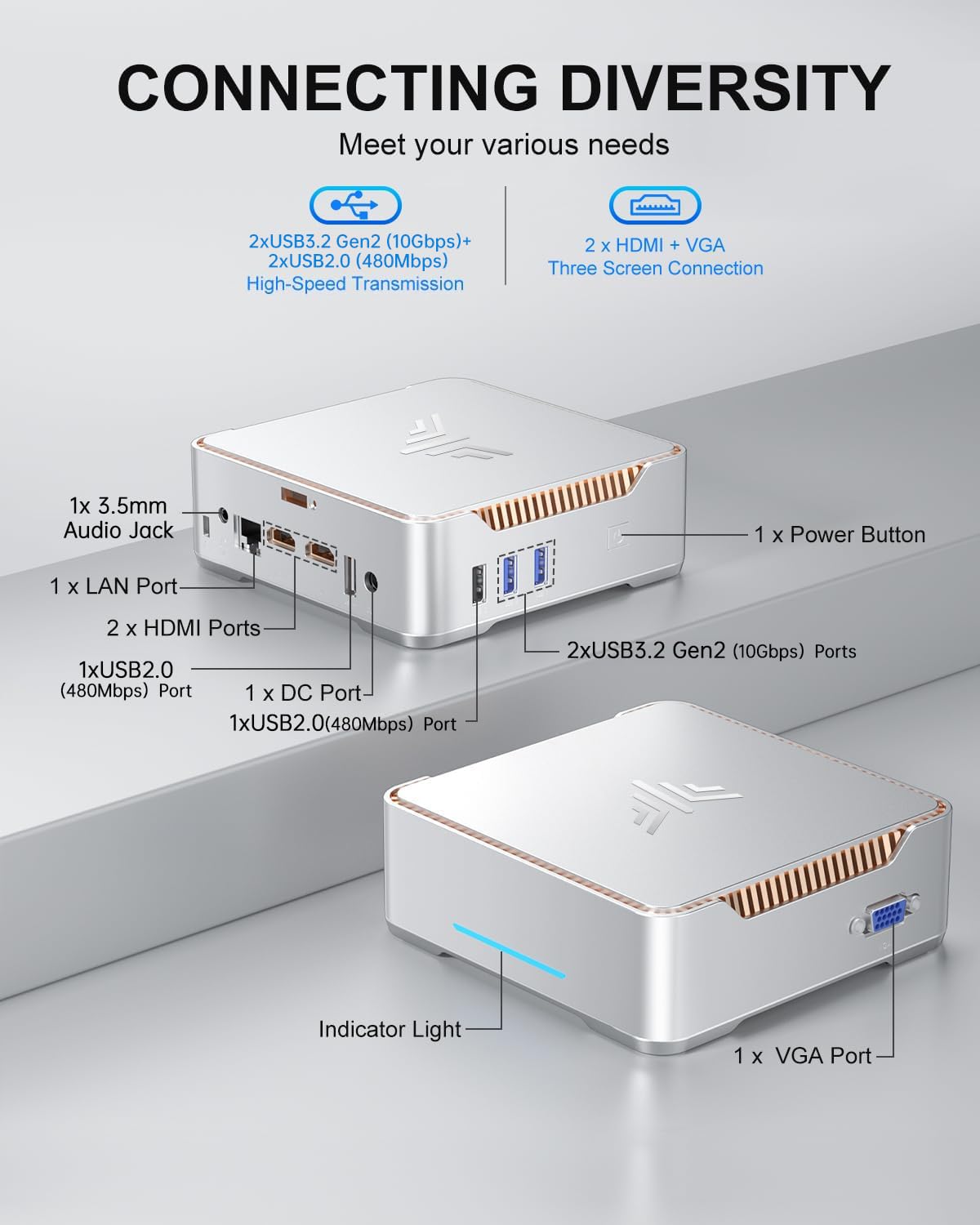 KAMRUI GK3Plus Mini PC, 16GB RAM 512GB M.2 SSD Mini Computers,12th Gen Alder Lake N95 (up to 3.4GHz) Micro PC, 2.5''SSD, Gigabit Ethernet,4K UHD,WiFi,BT,VESA/Home/Business Small pc