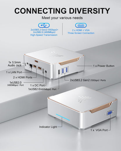 KAMRUI GK3Plus Mini PC, 16GB RAM 512GB M.2 SSD Mini Computers,12th Gen Alder Lake N95 (up to 3.4GHz) Micro PC, 2.5''SSD, Gigabit Ethernet,4K UHD,WiFi,BT,VESA/Home/Business Small pc