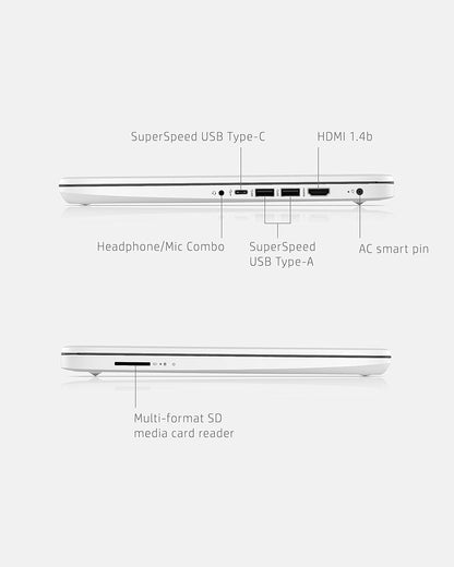 HP 14 Laptop, Intel Celeron N4020, 4 GB RAM, 64 GB Storage, 14-inch Micro-edge HD Display, Windows 11 Home, Thin & Portable, 4K Graphics, One Year of Microsoft 365 (14-dq0040nr, Snowflake White)