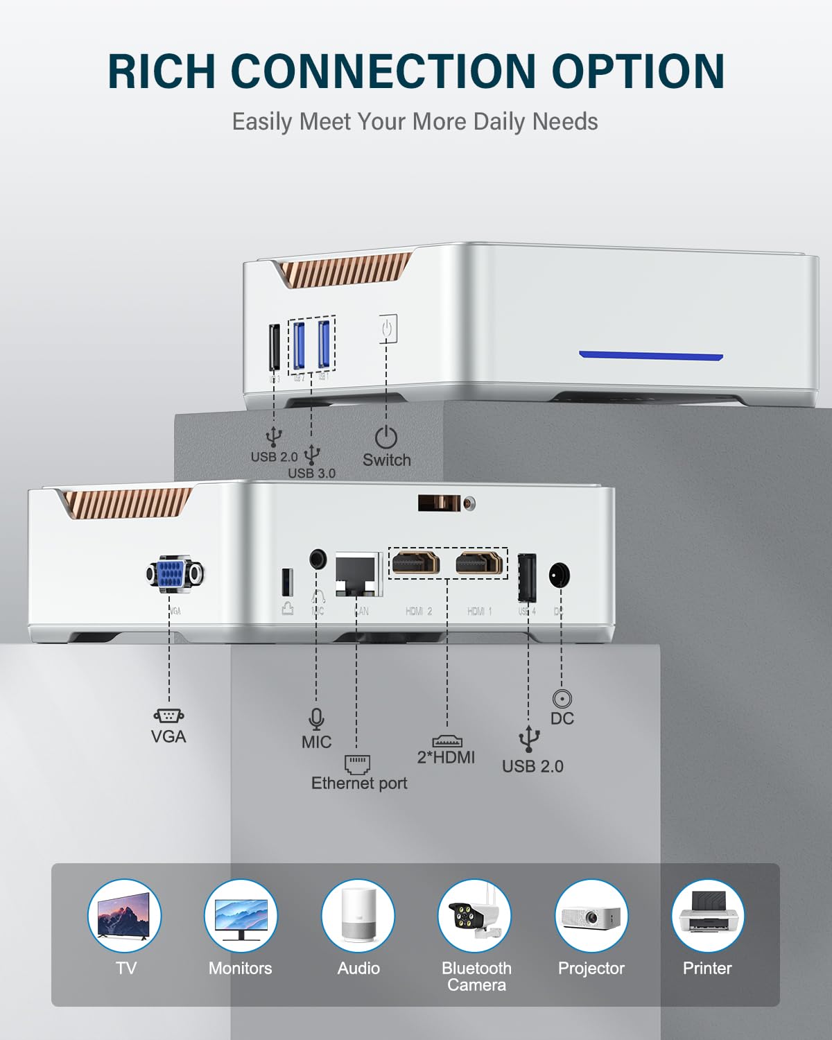 KAMRUI GK3Plus Mini PC, 16GB RAM 512GB M.2 SSD Mini Computers,12th Gen Alder Lake N95 (up to 3.4GHz) Micro PC, 2.5''SSD, Gigabit Ethernet,4K UHD,WiFi,BT,VESA/Home/Business Small pc