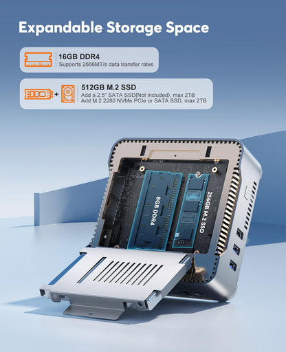 KAMRUI GK3Plus Mini PC, 16GB RAM 512GB M.2 SSD Mini Computers,12th Gen Alder Lake N95 (up to 3.4GHz) Micro PC, 2.5''SSD, Gigabit Ethernet,4K UHD,WiFi,BT,VESA/Home/Business Small pc