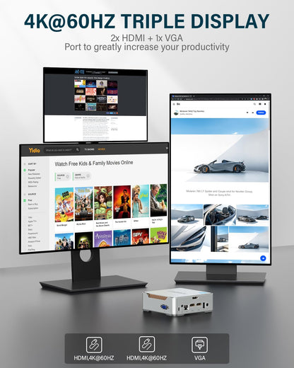 KAMRUI GK3Plus Mini PC, 16GB RAM 512GB M.2 SSD Mini Computers,12th Gen Alder Lake N95 (up to 3.4GHz) Micro PC, 2.5''SSD, Gigabit Ethernet,4K UHD,WiFi,BT,VESA/Home/Business Small pc