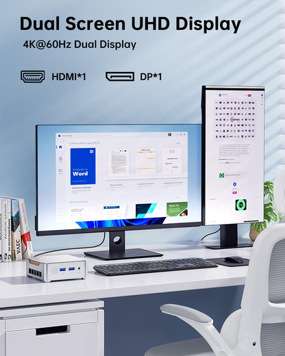 KAMRUI GK3Plus Mini PC, 16GB RAM 512GB M.2 SSD Mini Computers,12th Gen Alder Lake N95 (up to 3.4GHz) Micro PC, 2.5''SSD, Gigabit Ethernet,4K UHD,WiFi,BT,VESA/Home/Business Small pc