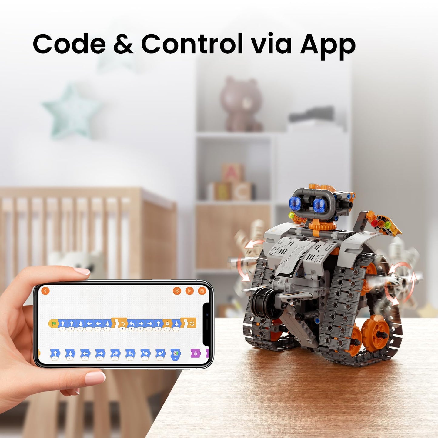 Sillbird Robot Building Kit with Remote Control STEM Gifts for Boys Age 8-13, Technic Coding Robotic Toys for Kids Birthday, Buildable 5in1 Models with 488 Pieces