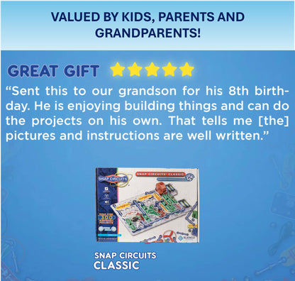 Snap Circuits Jr. SC-100 Electronics Exploration Kit, Over 100 Projects, Full Color Project Manual, 28 Parts, STEM Educational Toy for Kids 8 +
