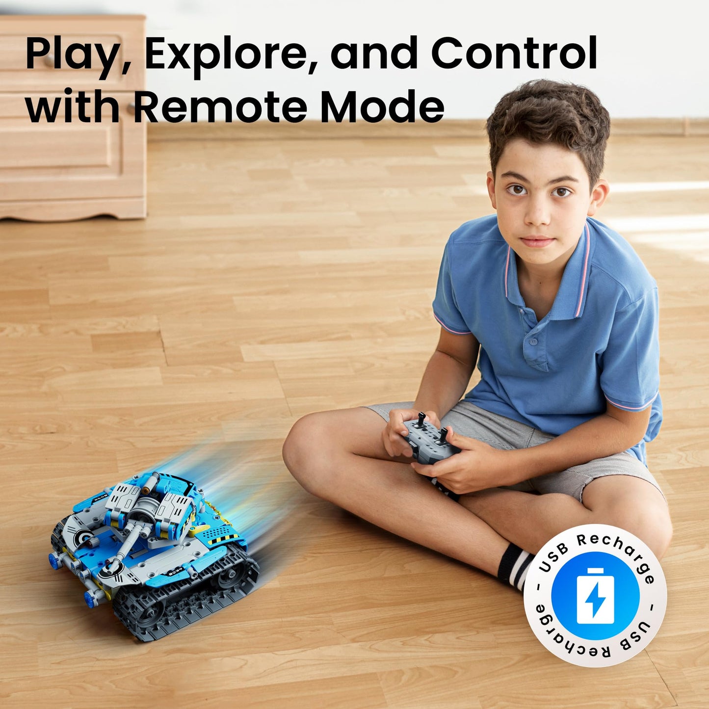 Sillbird Robot Building Kit with Remote Control STEM Gifts for Boys Age 8-13, Technic Coding Robotic Toys for Kids Birthday, Buildable 5in1 Models with 488 Pieces