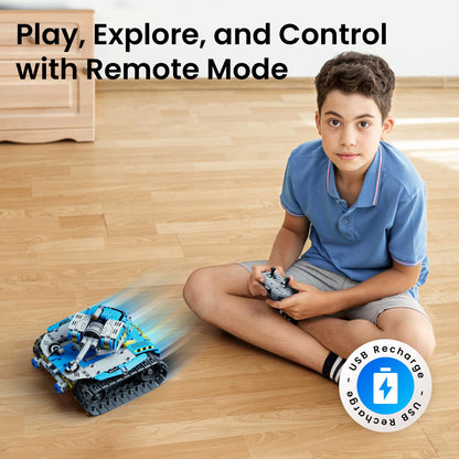 Sillbird Robot Building Kit with Remote Control STEM Gifts for Boys Age 8-13, Technic Coding Robotic Toys for Kids Birthday, Buildable 5in1 Models with 488 Pieces