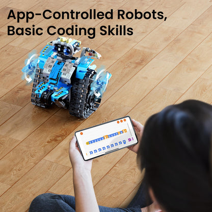 Sillbird Robot Building Kit with Remote Control STEM Gifts for Boys Age 8-13, Technic Coding Robotic Toys for Kids Birthday, Buildable 5in1 Models with 488 Pieces