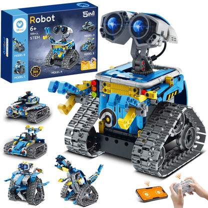 Sillbird Robot Building Kit with Remote Control STEM Gifts for Boys Age 8-13, Technic Coding Robotic Toys for Kids Birthday, Buildable 5in1 Models with 488 Pieces