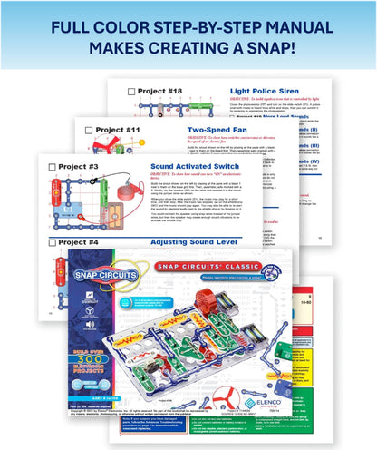 Snap Circuits Jr. SC-100 Electronics Exploration Kit, Over 100 Projects, Full Color Project Manual, 28 Parts, STEM Educational Toy for Kids 8 +