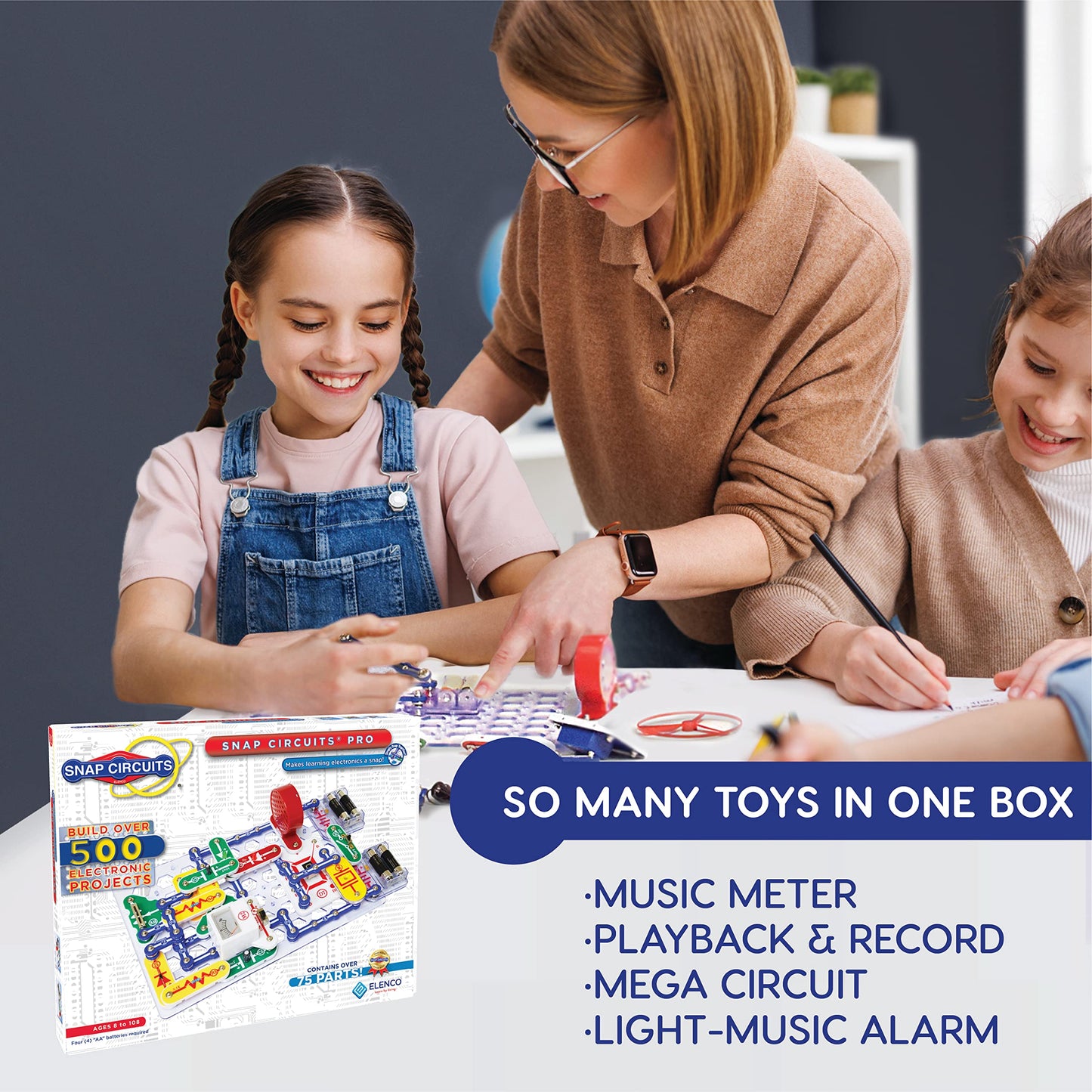 Snap Circuits Jr. SC-100 Electronics Exploration Kit, Over 100 Projects, Full Color Project Manual, 28 Parts, STEM Educational Toy for Kids 8 +