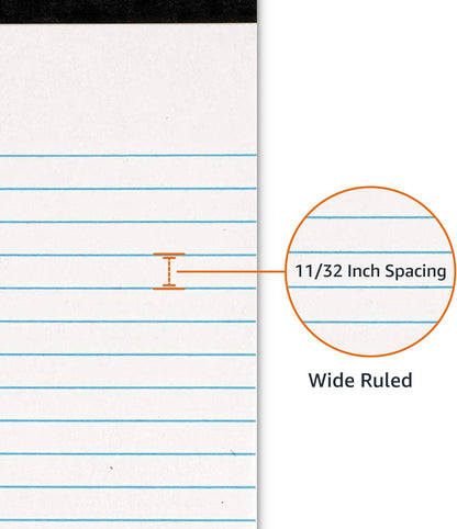 Wide Ruled Lined Writing Note Pads, 8.5 Inch X 11.75 Inch, White, 12 Count (12 Pack of 50)