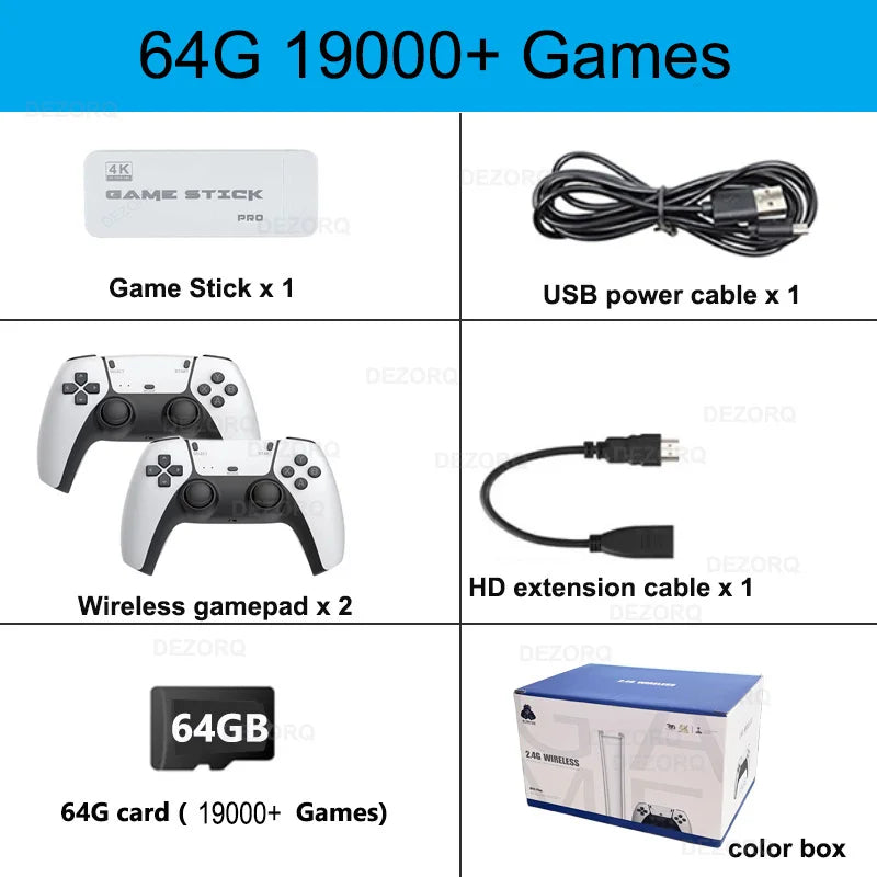 M15 Pro Game Stick Mini Consola Retro 4K 19000+ Games Video Games HD TV Gaming Player Wireless Controller Video Game Console