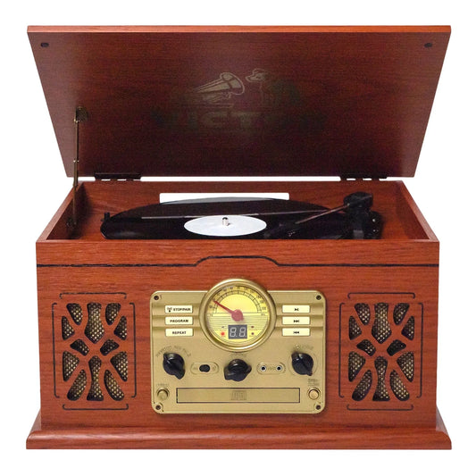 State 7-In-1 Turntable Music Center W/Built-In Speakers, Mahogany (VWRP-3800-MH)