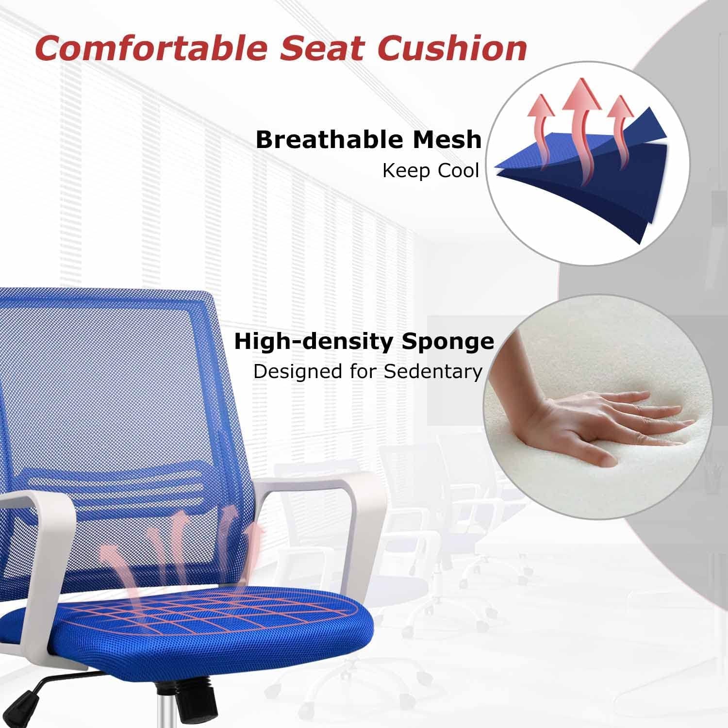 Office Chair, Desk Chair Ergonomic Office Chair Computer Chair, Home Office Desk Chairs with Wheels Mesh Office Chair, Rolling Task Chair with Armrests Mid Back