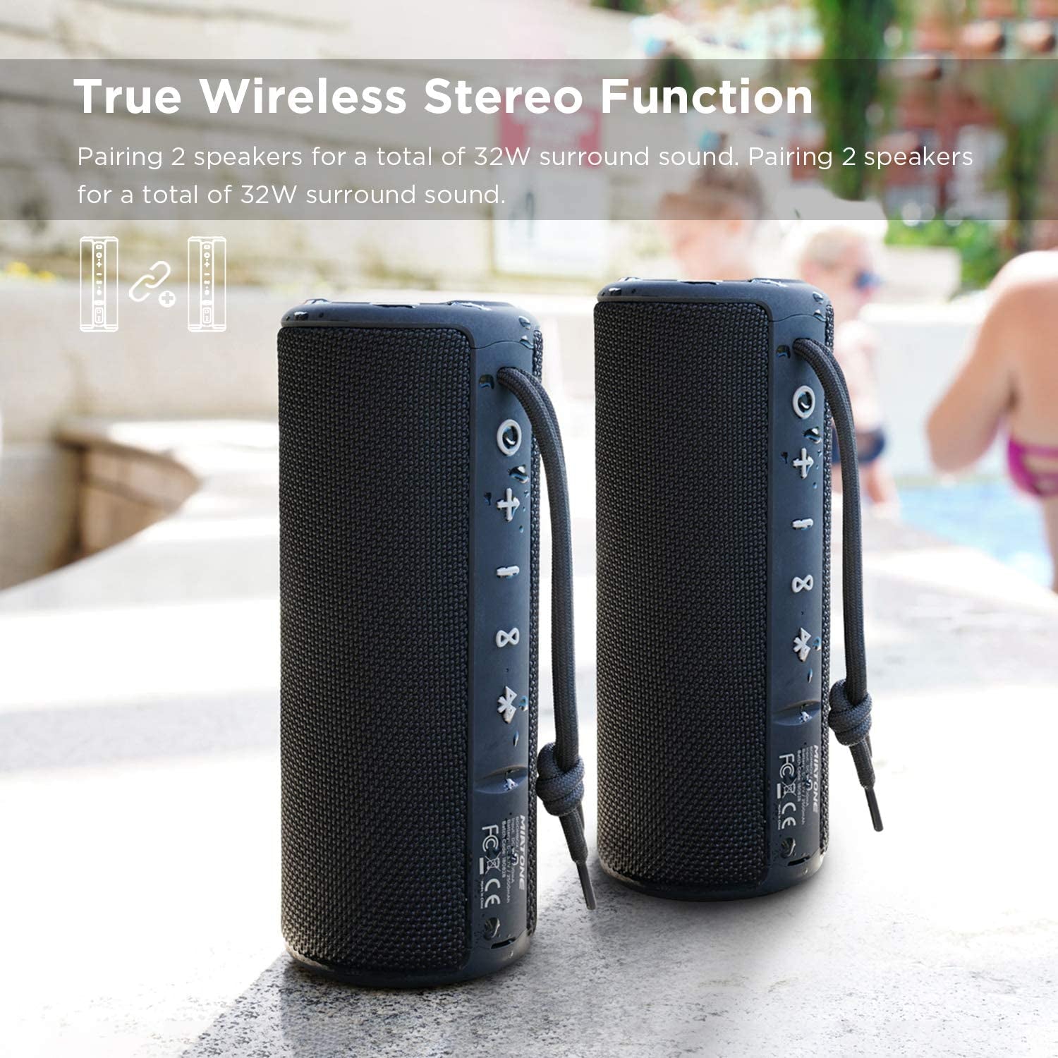 Boombox Outdoor Portable Bluetooth Speaker Waterproof Wireless Speakers - Black