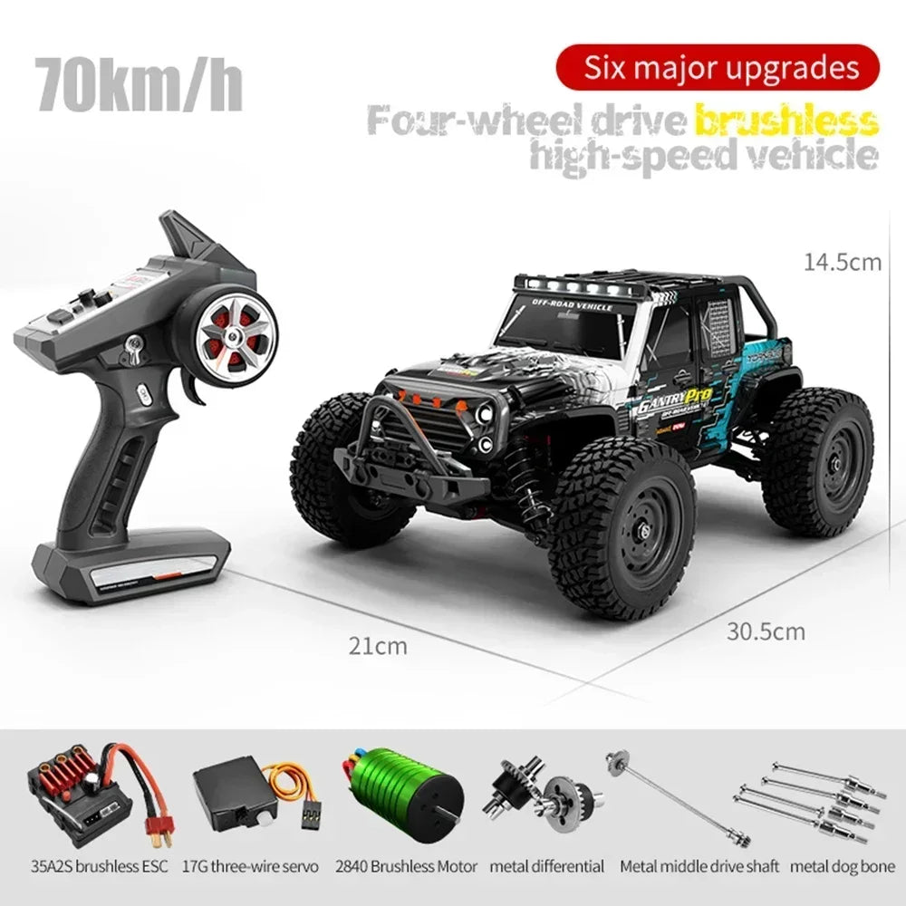 1:16 70KM/H 4WD RC Car With Led Lights 2.4G Radio High Speed Brushless Motor Remote Control Off-Road Cars for Children toys 06