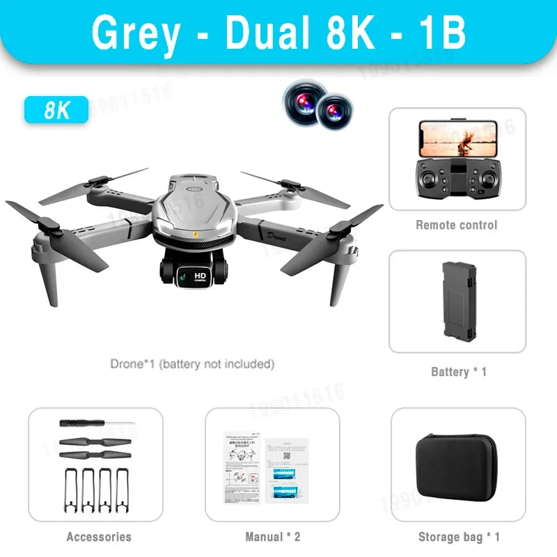 Lenovo V88 Drone 8K Professional HD Aerial Dual-Camera 5G GPS Obstacle Avoidance Drone Remote Control Quadcopter Toy UAV 10000M Grey Dual-8K-1B