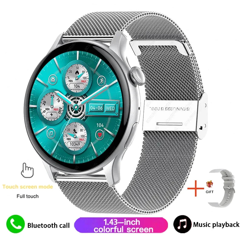 Xiaomi Mijia New Women Bluetooth Call Smartwatch Always Display Time Heart Rate Sports Health Monitoring Music GT4 Smart Watches Silver Mesh