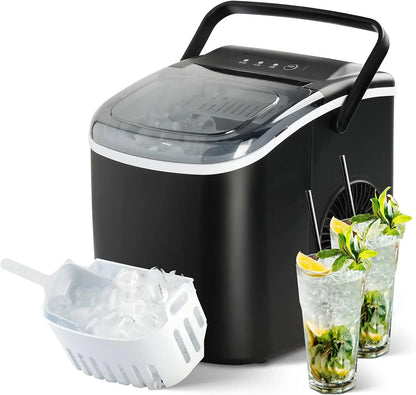 YSSOA Portable Ice Maker for Countertop, 6 Mins 9 Ice Cubes, 26lbs Ice/24H, Self-Cleaning, with Ice Spoon and Basket United States, black, US