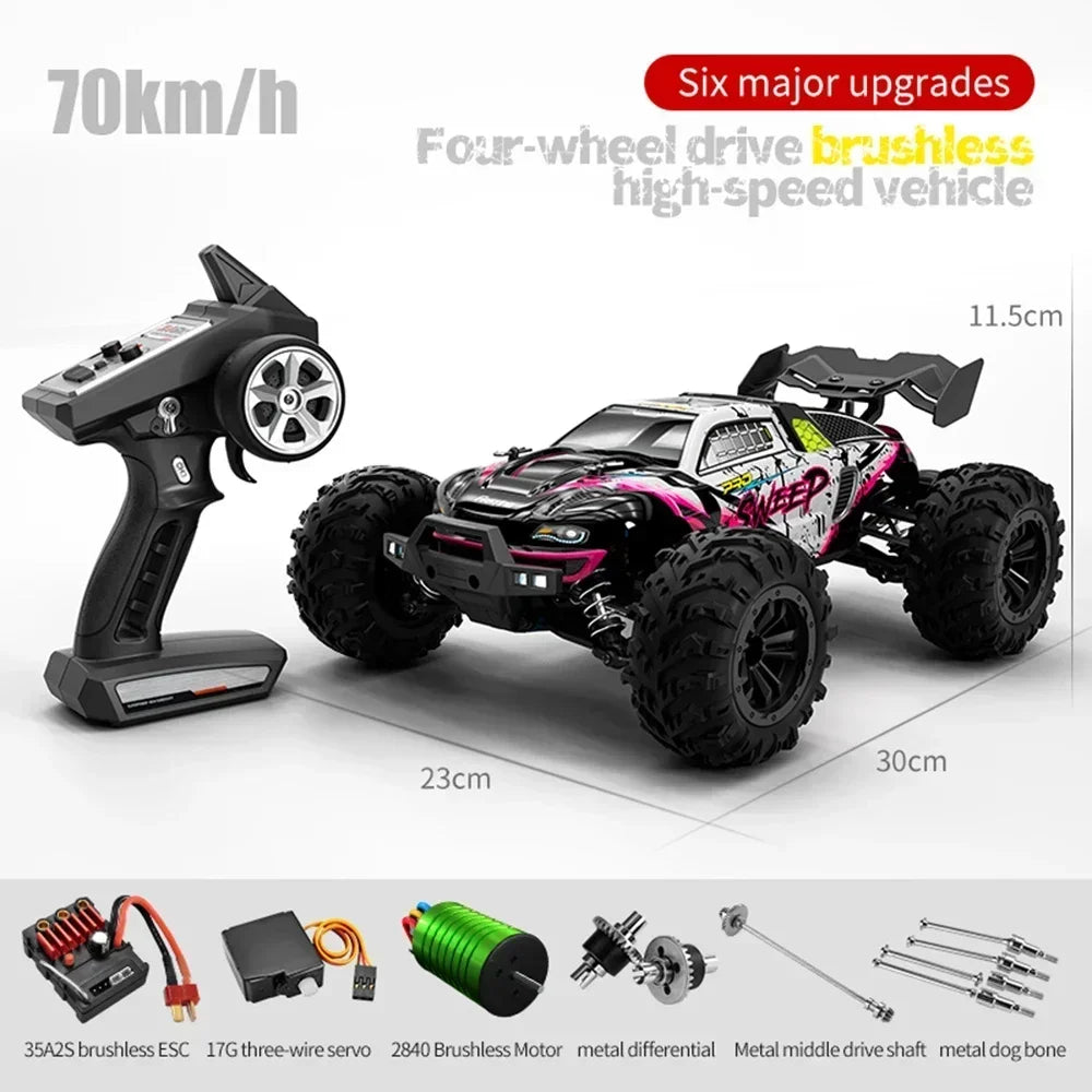 1:16 70KM/H 4WD RC Car With Led Lights 2.4G Radio High Speed Brushless Motor Remote Control Off-Road Cars for Children toys 04