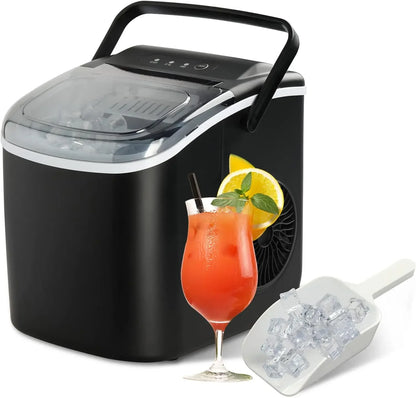 YSSOA Portable Ice Maker for Countertop, 6 Mins 9 Ice Cubes, 26lbs Ice/24H, Self-Cleaning, with Ice Spoon and Basket United States, Black New, US