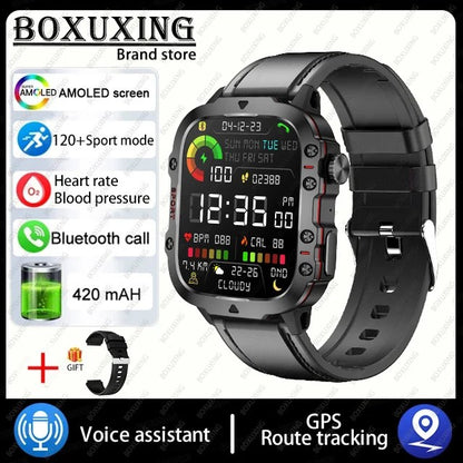 2024 New For Xiaomi Military Smart Watch Men IP68 5ATM Outdoor Sports Fitness Tracker Health Monitor 1.96" BT Call Smartwatch Belt black, 3TAM Waterproof