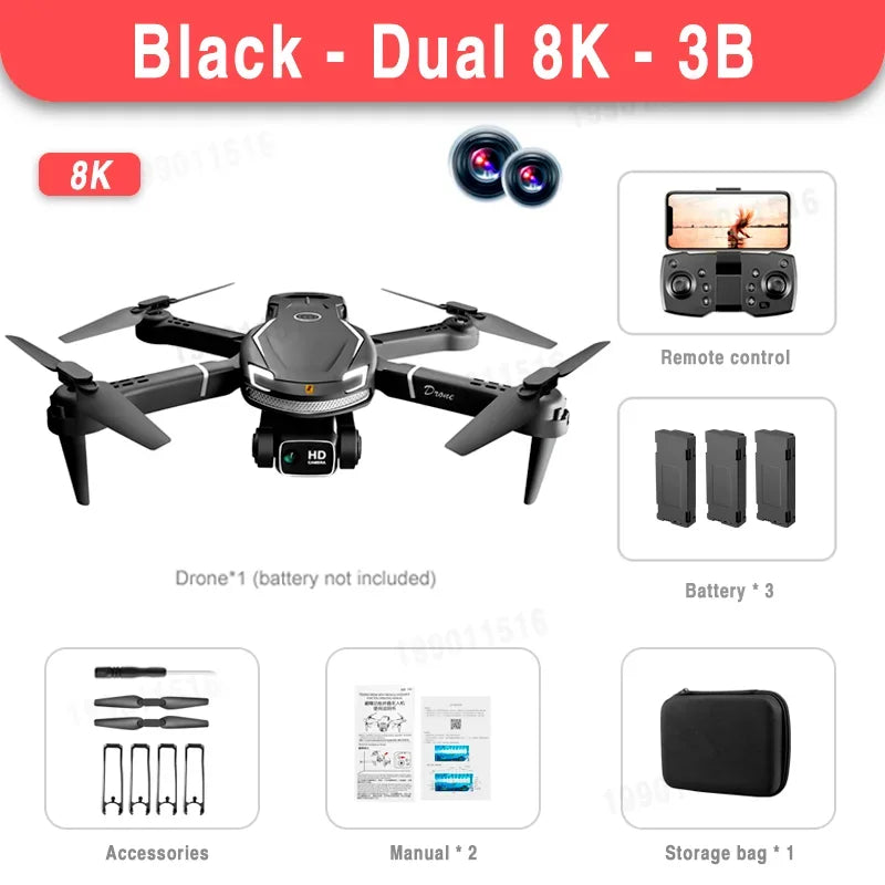 Lenovo V88 Drone 8K Professional HD Aerial Dual-Camera 5G GPS Obstacle Avoidance Drone Remote Control Quadcopter Toy UAV 10000M Black Dual-8K-3B