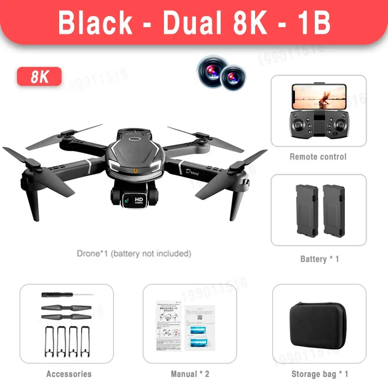Lenovo V88 Drone 8K Professional HD Aerial Dual-Camera 5G GPS Obstacle Avoidance Drone Remote Control Quadcopter Toy UAV 10000M Black Dual-8K-1B