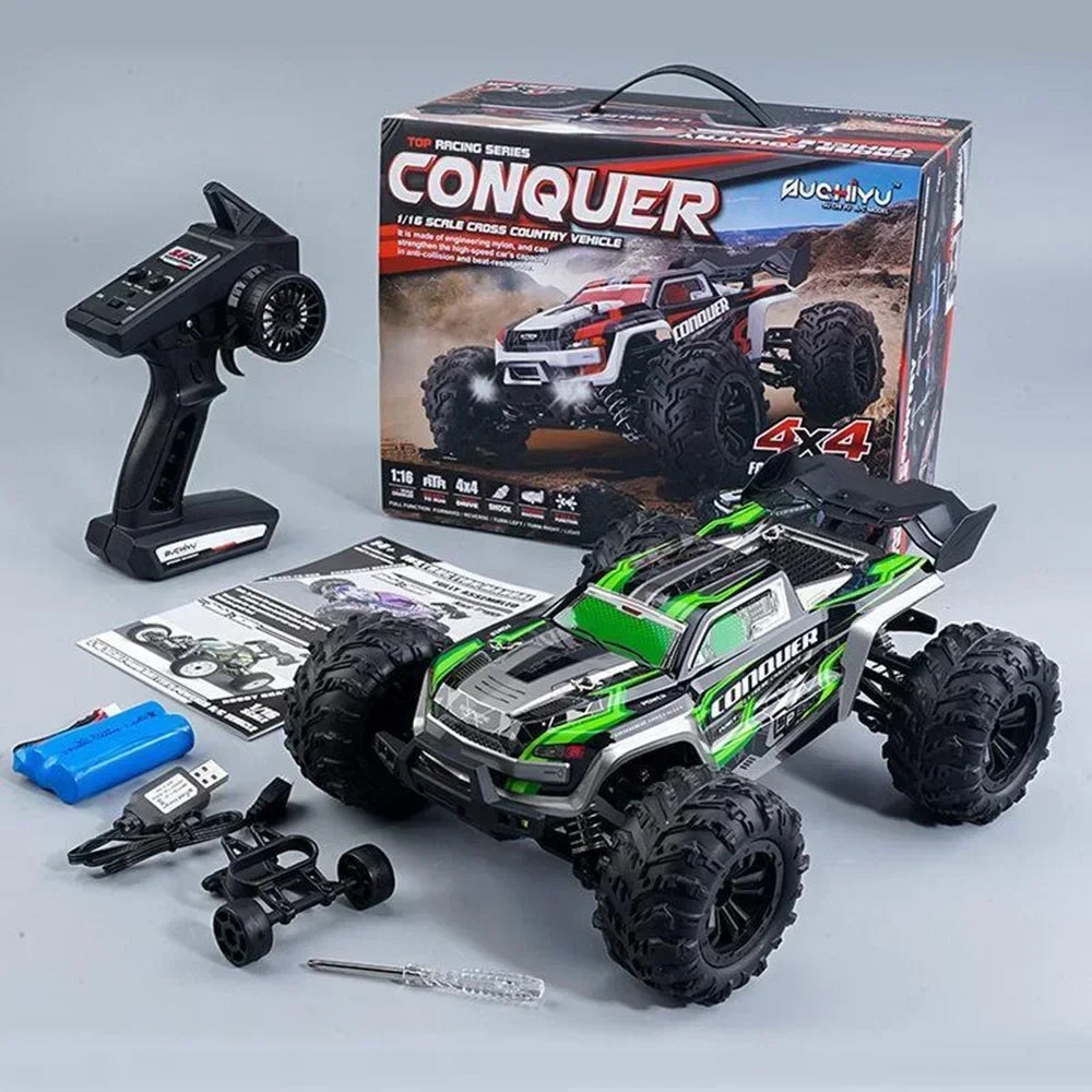 2024 New 1:16 Scale Large RC Cars 50km/h High Speed RC Cars Toys for Boys Remote Control Car 2.4G 4WD Off Road Monster Truck Green