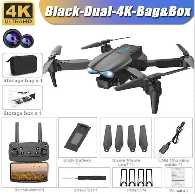 E99 Brushless drone HD aerial photography dual camera optical flow positioning aircraft folding remote control aircraft E99-Dual-4K-Bag-Box