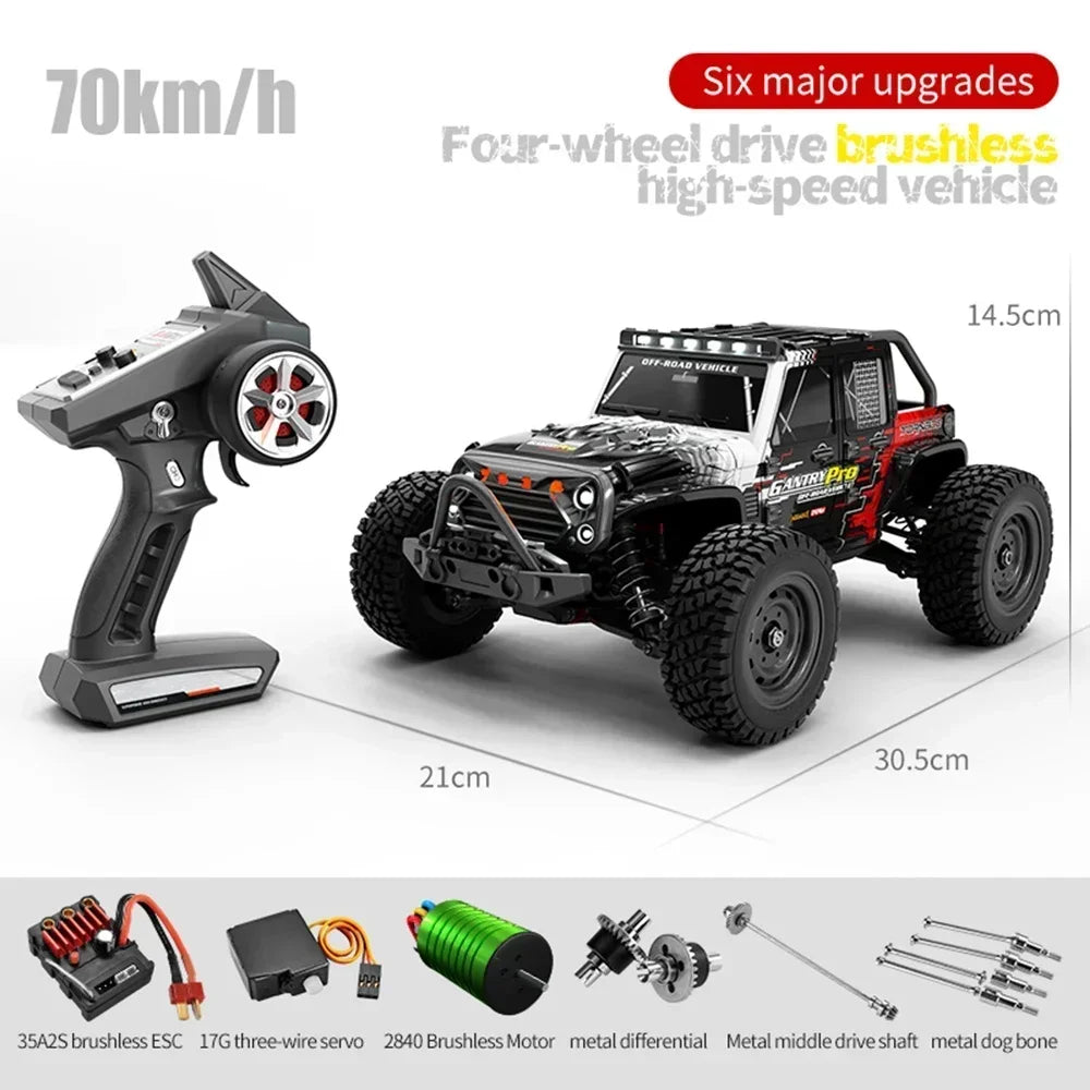 1:16 70KM/H 4WD RC Car With Led Lights 2.4G Radio High Speed Brushless Motor Remote Control Off-Road Cars for Children toys 05
