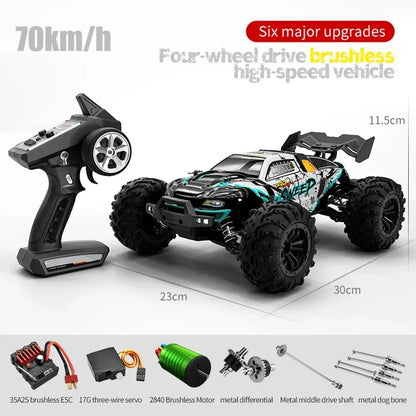 1:16 70KM/H 4WD RC Car With Led Lights 2.4G Radio High Speed Brushless Motor Remote Control Off-Road Cars for Children toys 03