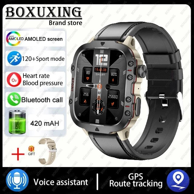 2024 New For Xiaomi Military Smart Watch Men IP68 5ATM Outdoor Sports Fitness Tracker Health Monitor 1.96" BT Call Smartwatch Belt black 1, 3TAM Waterproof
