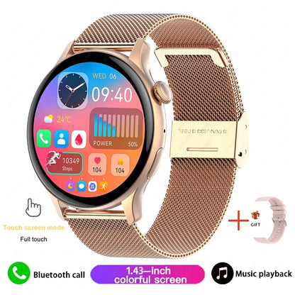 Xiaomi Mijia New Women Bluetooth Call Smartwatch Always Display Time Heart Rate Sports Health Monitoring Music GT4 Smart Watches Gold Mesh