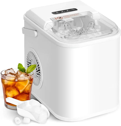 YSSOA Portable Ice Maker for Countertop, 6 Mins 9 Ice Cubes, 26lbs Ice/24H, Self-Cleaning, with Ice Spoon and Basket United States, White, US