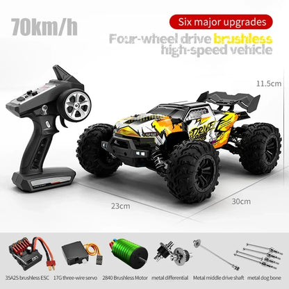 1:16 70KM/H 4WD RC Car With Led Lights 2.4G Radio High Speed Brushless Motor Remote Control Off-Road Cars for Children toys 02