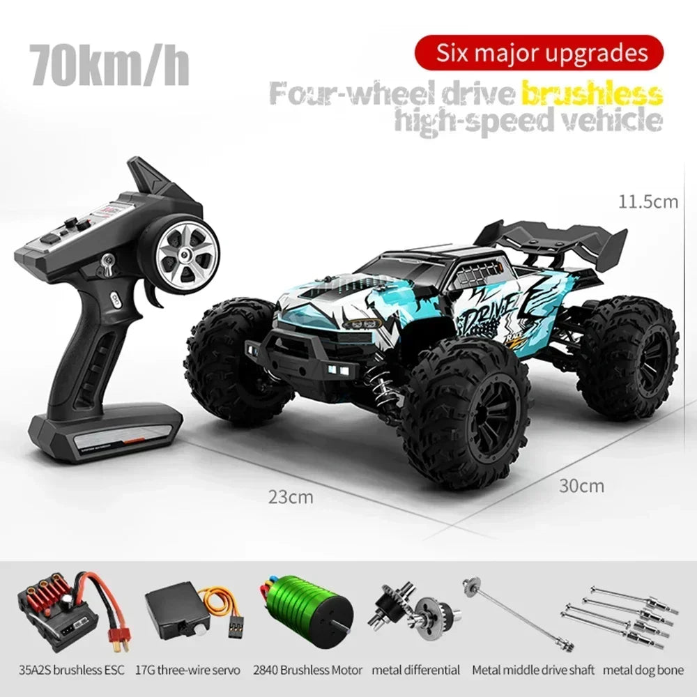 1:16 70KM/H 4WD RC Car With Led Lights 2.4G Radio High Speed Brushless Motor Remote Control Off-Road Cars for Children toys 01